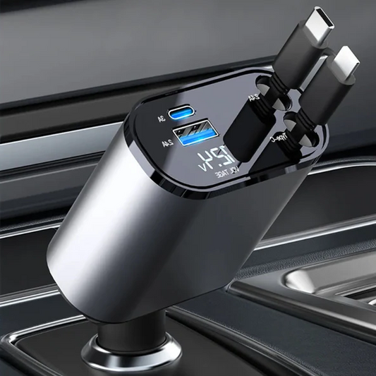 4 In 1 Retractable Car Charger™ - Efficient Charging Solution for All Devices 0