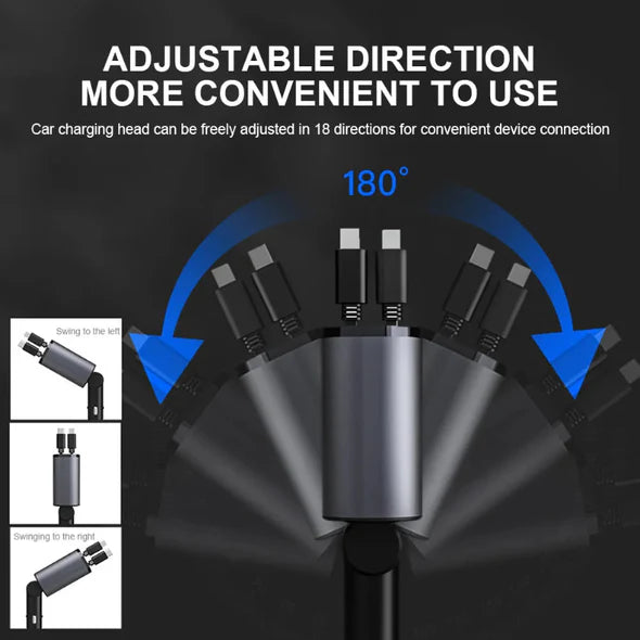 4 In 1 Retractable Car Charger™ - Efficient Charging Solution for All Devices 3