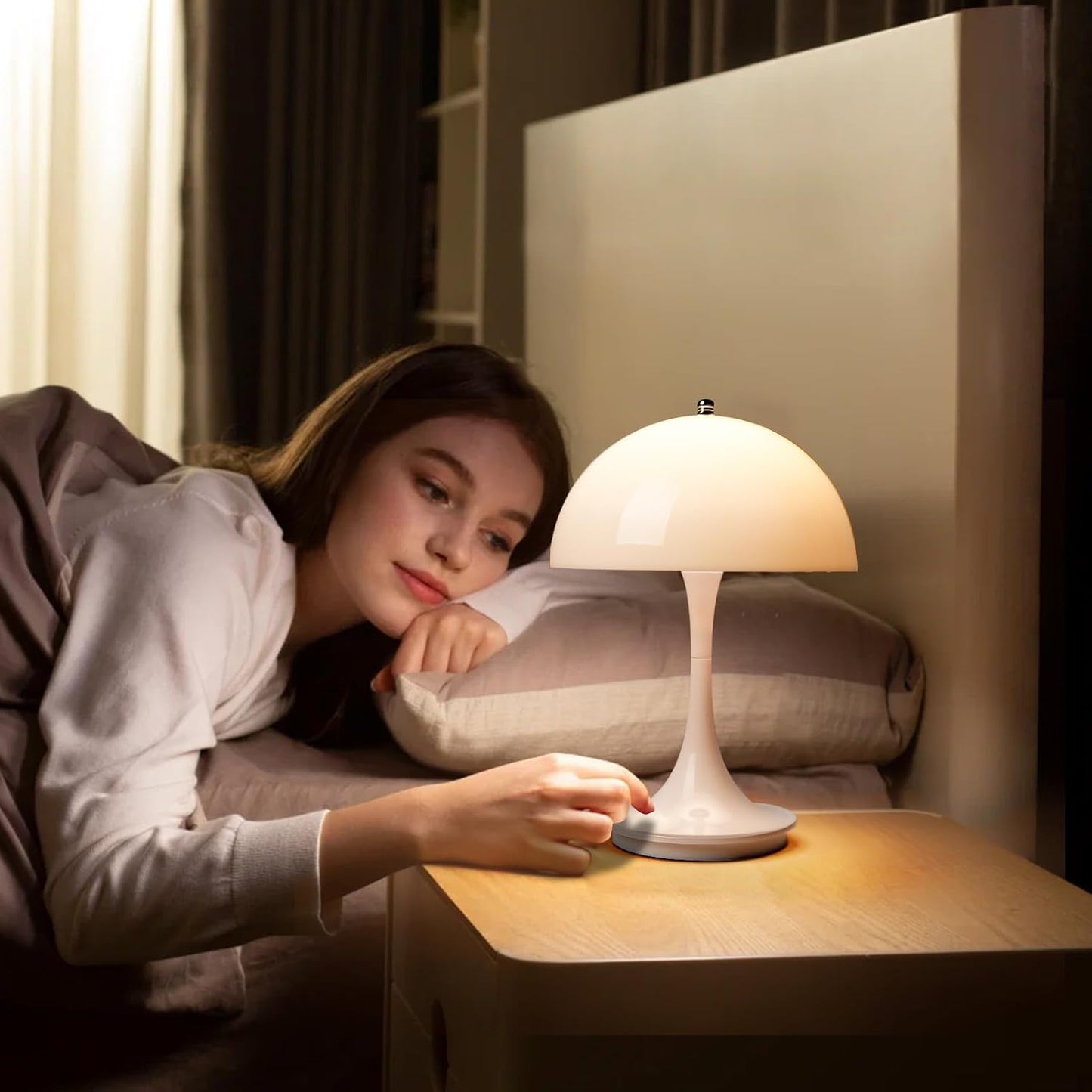 NordicMush™ Mushroom Lamp | Cordless LED Table Lamp for Bedside or Nightstand Use 8