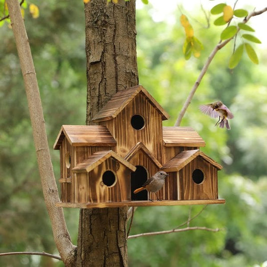 SongbirdHaven™ Handmade Wooden Birdhouse for Garden Lovers - 6 Entrances 0