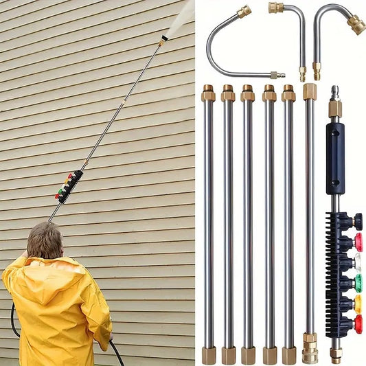 Telescoping High Pressure Washer Wand™ - 24ft Extension for Gutter & Roof Cleaning 0