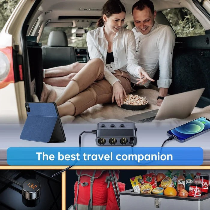 PowerMax™ 7-in-1 Car Charger Adapter for Charging Multiple Devices on the Go