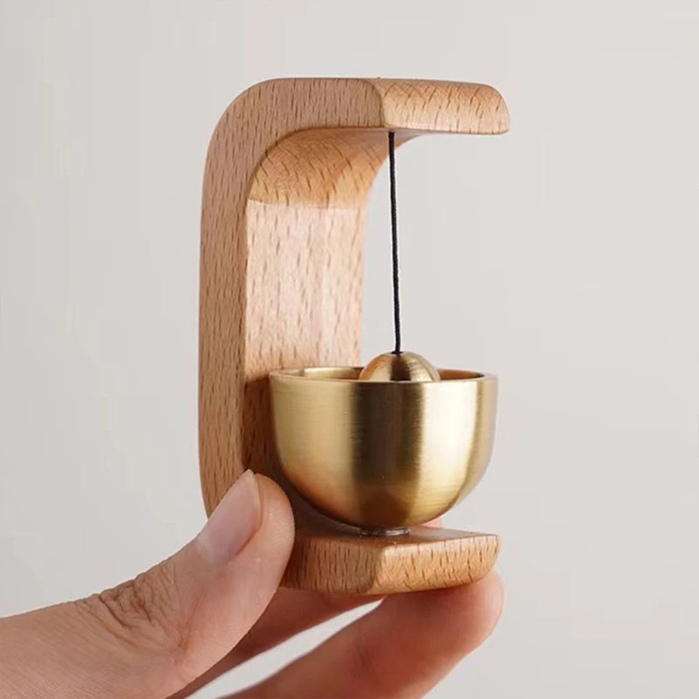 CharmingCraft™ Wireless Door Chime - Elegant Brass Bell with Wooden Frame