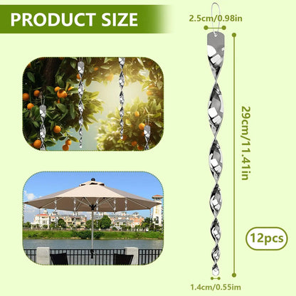 EcoGuard™ Reflective Bird Deterrent Spiral Rod – Safe Pigeon Repellent for Gardens