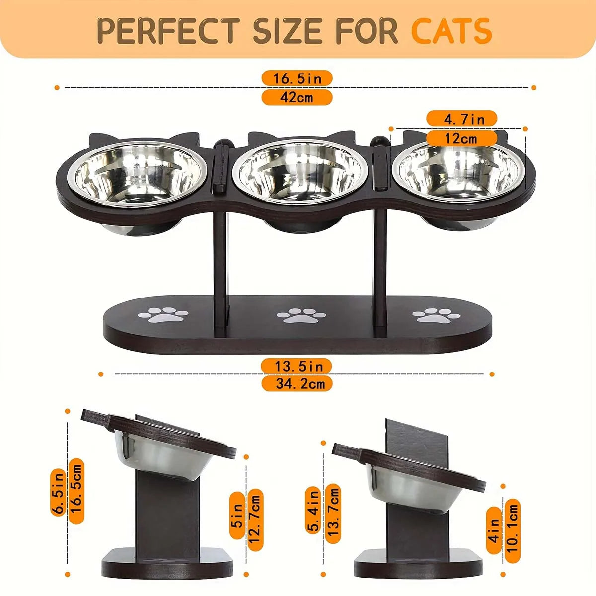 PawElevate™ Elevated Cat Bowl with 3 Stainless Steel Dishes for Healthy Eating - 4