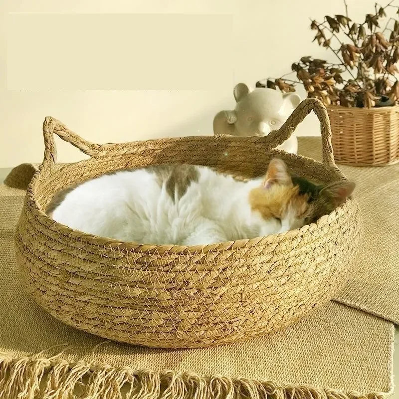 CozyNest™ Handmade Woven Cat Bed - Ultimate Comfort for Your Feline Friend - 1