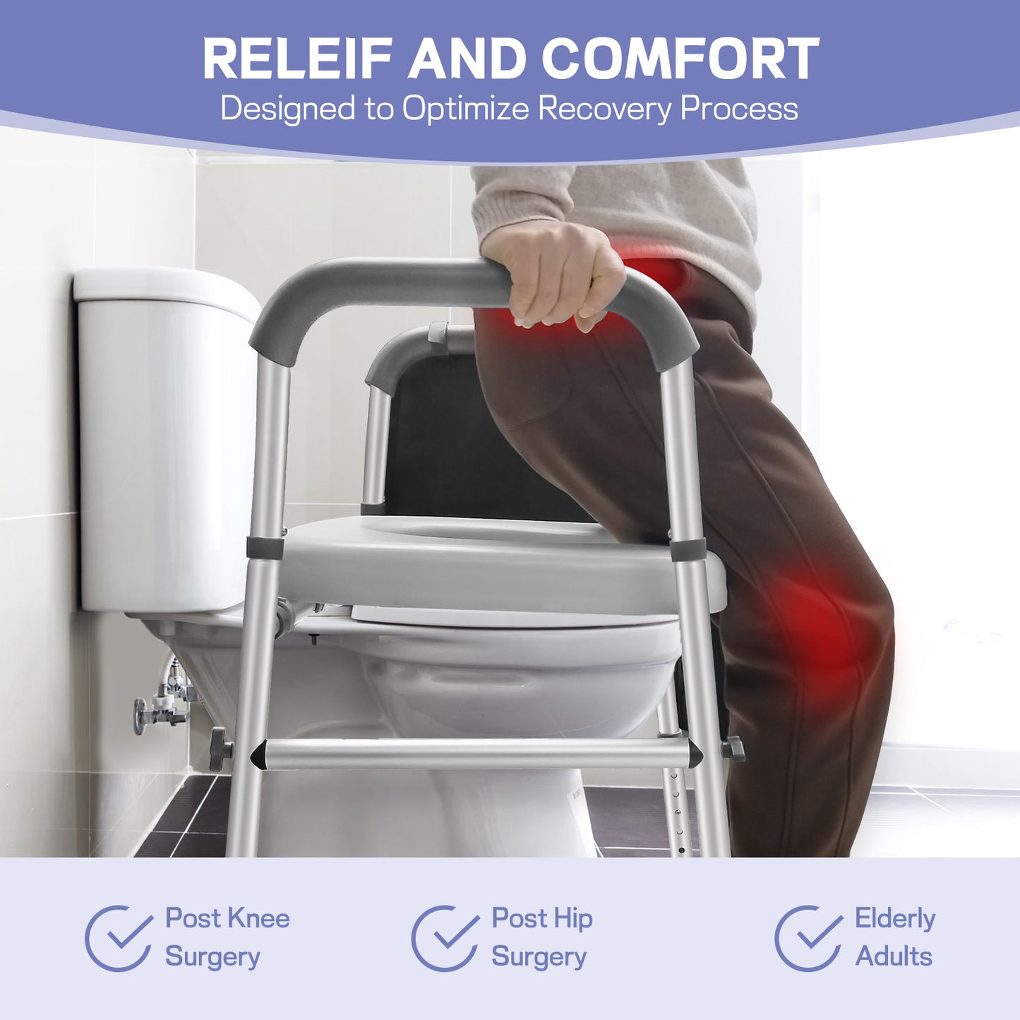 ComfortLift™ Adjustable Raised Toilet Seat Riser for Elderly with Handles