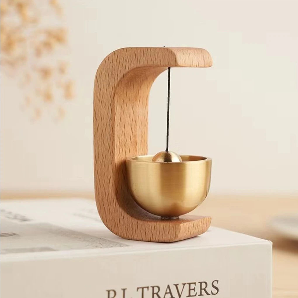 CharmingCraft™ Wireless Door Chime - Elegant Brass Bell with Wooden Frame