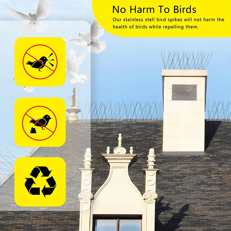 BirdGuard™ Stainless Steel Pigeon Deterrent Spikes for Homes & Businesses