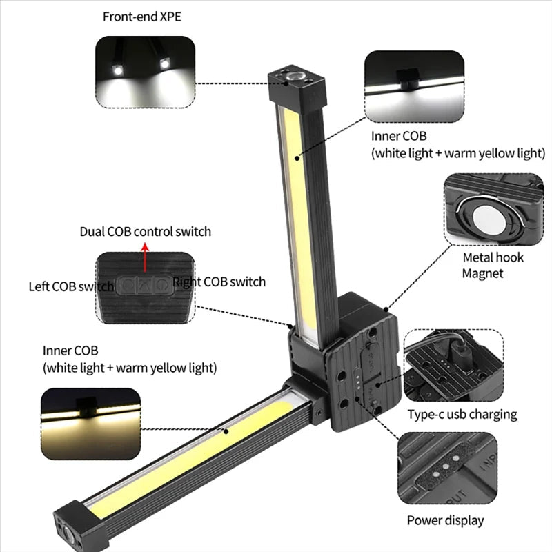 BrightBeam™ Rechargeable COB LED Work Light for Versatile Illumination - 2