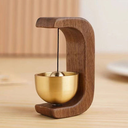 CharmingCraft™ Wireless Door Chime - Elegant Brass Bell with Wooden Frame