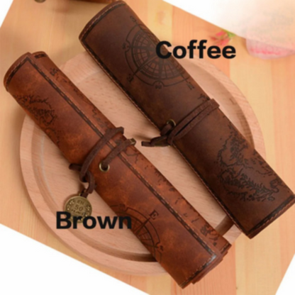 VintageCraft™ Leather Pencil Case - Stylish Organizer for Students and Professionals