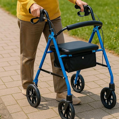 MobilityMate™ Folding Lightweight Steel Rollator with Seat for Seniors