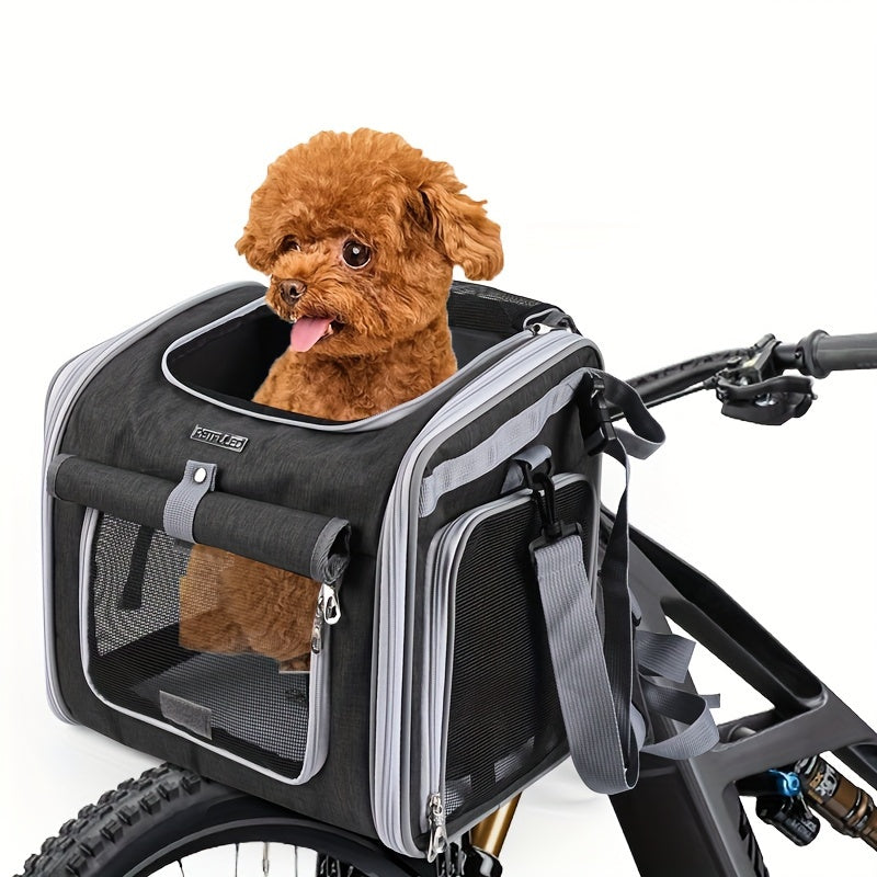 PetRide™ Expandable Dog Bike Carrier Basket for Small Pets - Safe & Comfortable 1