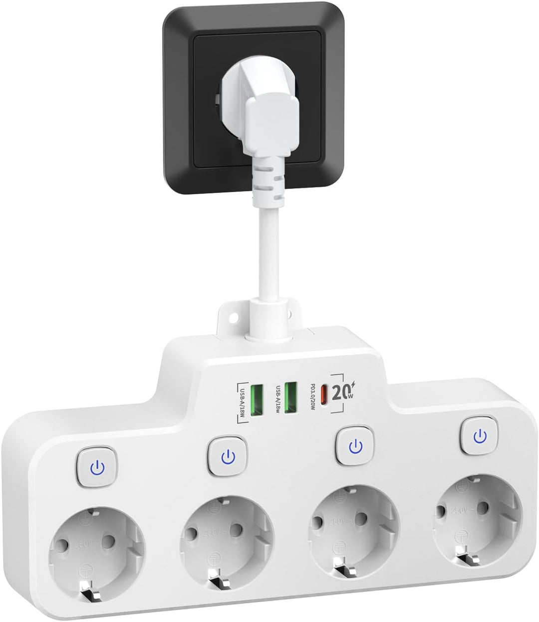 PowerFlex™ Smart Power Strip - Wall-Mounted Surge Protector for Home & Office