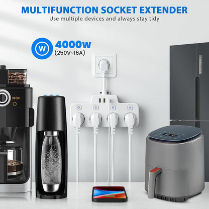 PowerFlex™ Smart Power Strip - Wall-Mounted Surge Protector for Home & Office