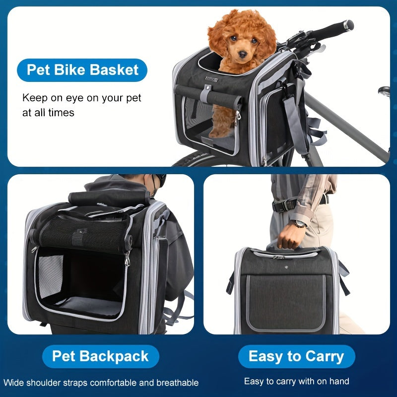 PetRide™ Expandable Dog Bike Carrier Basket for Small Pets - Safe & Comfortable 4