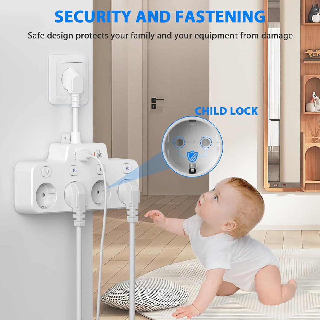 PowerFlex™ Smart Power Strip - Wall-Mounted Surge Protector for Home & Office