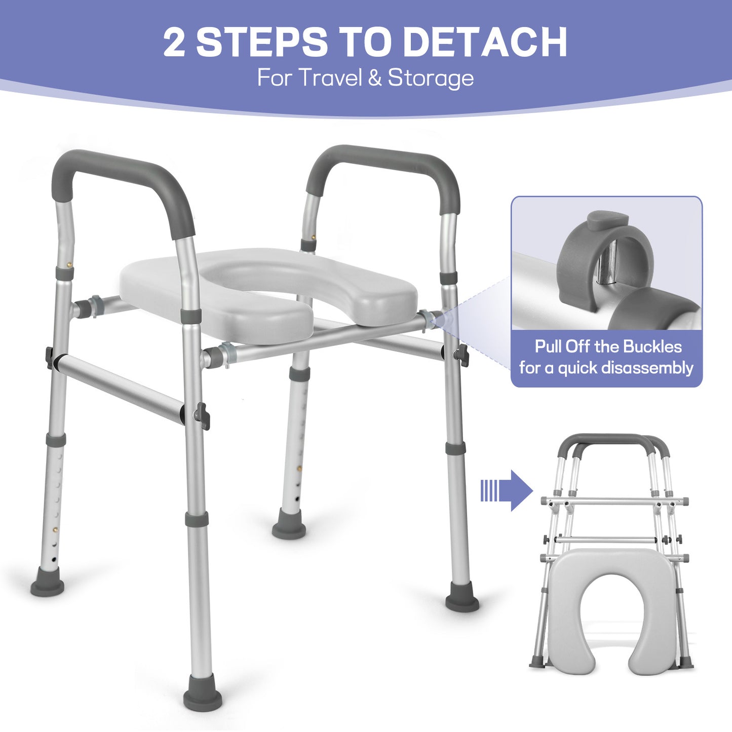 ComfortLift™ Adjustable Raised Toilet Seat Riser for Elderly with Handles