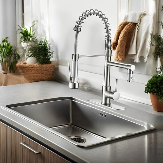 AquaFlow™ Kitchen Faucet with Sprayer – Modern Stainless Steel Design for Home Chefs 0