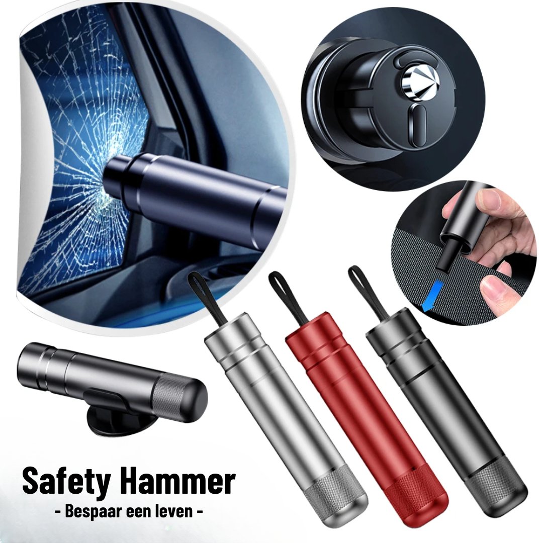 EmergencySafe™ Hammer - Car Window Breaker Tool with Seatbelt Cutter for Vehicle Safety