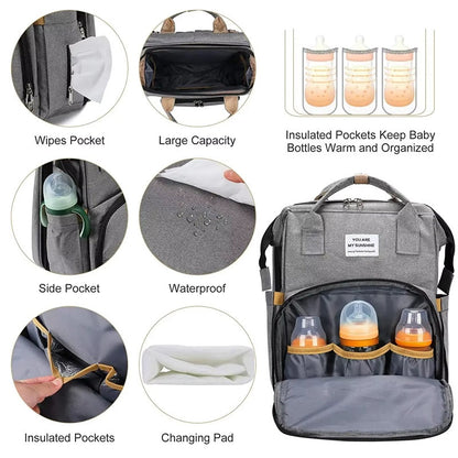 BabyNest™ Multifunctional Diaper Bag Backpack with Crib & Changing Pad for Parents 5