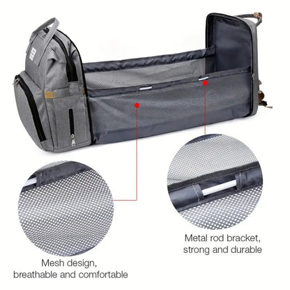 BabyNest™ Multifunctional Diaper Bag Backpack with Crib & Changing Pad for Parents 6