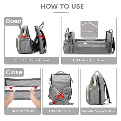 BabyNest™ Multifunctional Diaper Bag Backpack with Crib & Changing Pad for Parents 8