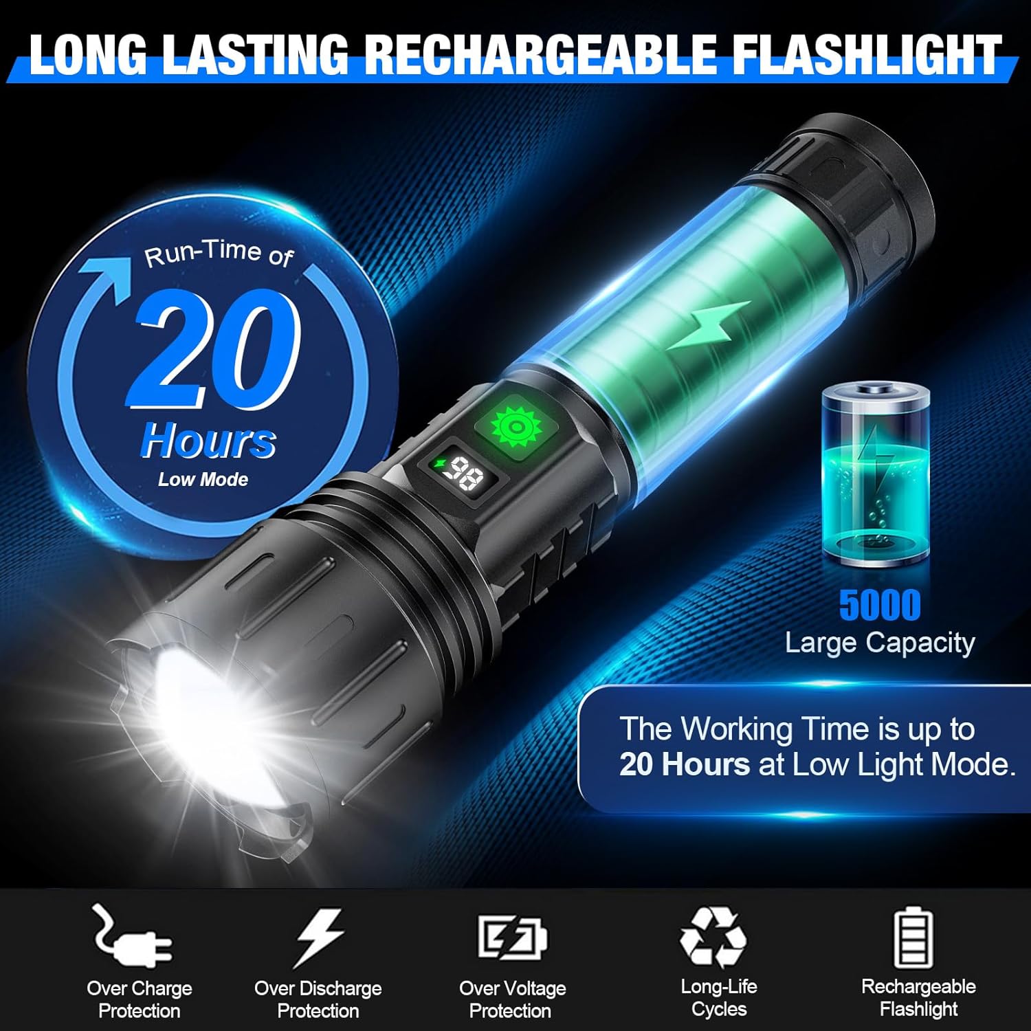 BrightBeam™ Tactical Flashlight - 100,000 Lumens Rechargeable For Outdoor Use 4