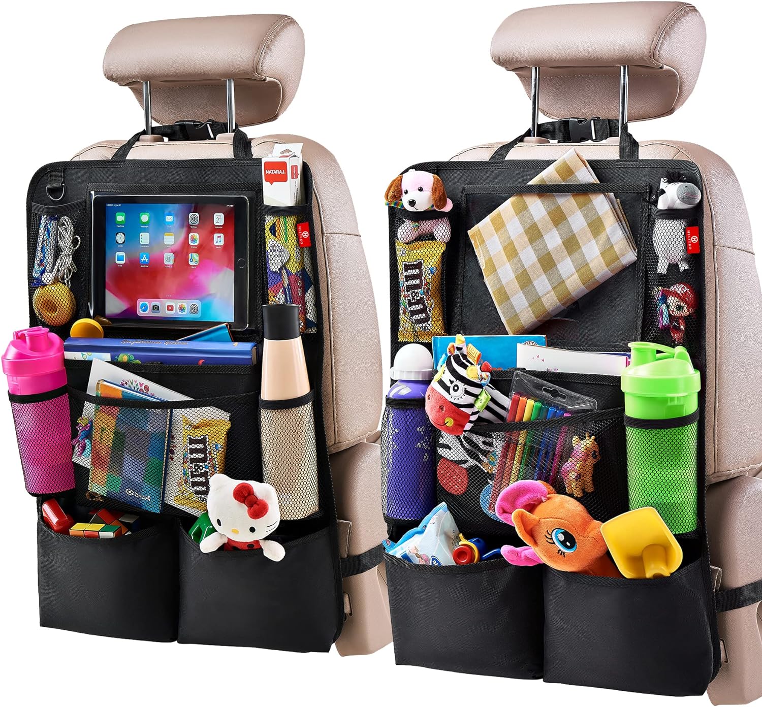 CarMate™ 2-Pack Backseat Organizer for Ultimate Car Storage and Kid Entertainment 0