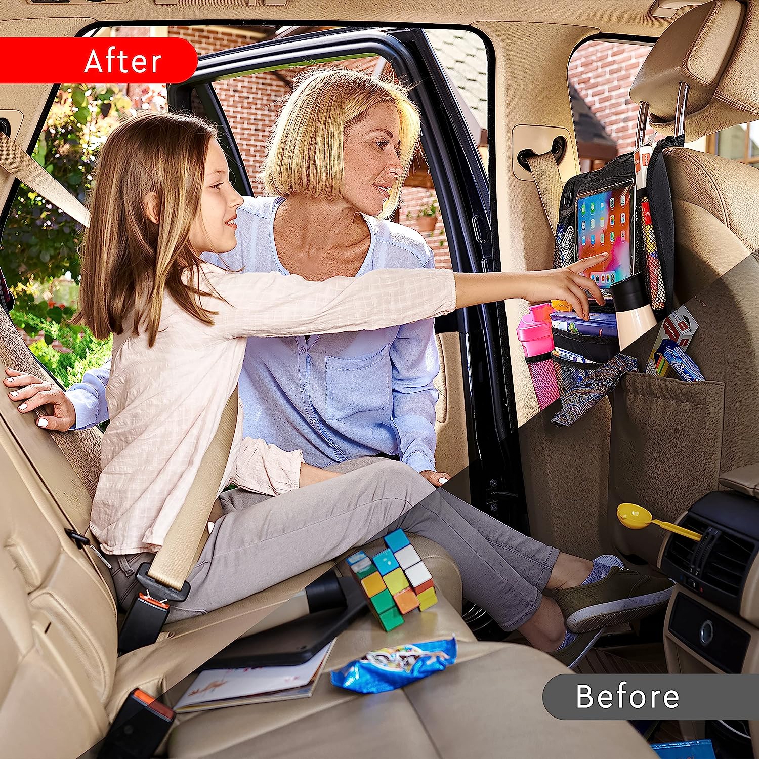 CarMate™ 2-Pack Backseat Organizer for Ultimate Car Storage and Kid Entertainment 3