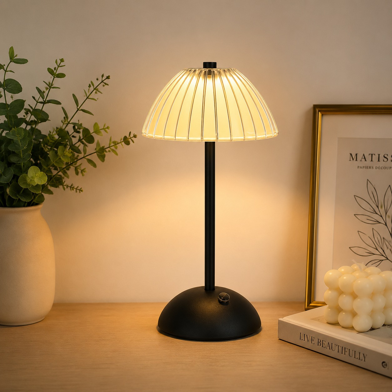 LumaGlow™ Cordless Table Lamp - Elegant Dimmable Bedside Lighting for Any Room