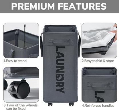 Collapsible Laundry Basket™ - 75L with Wheels for Easy Transport 1