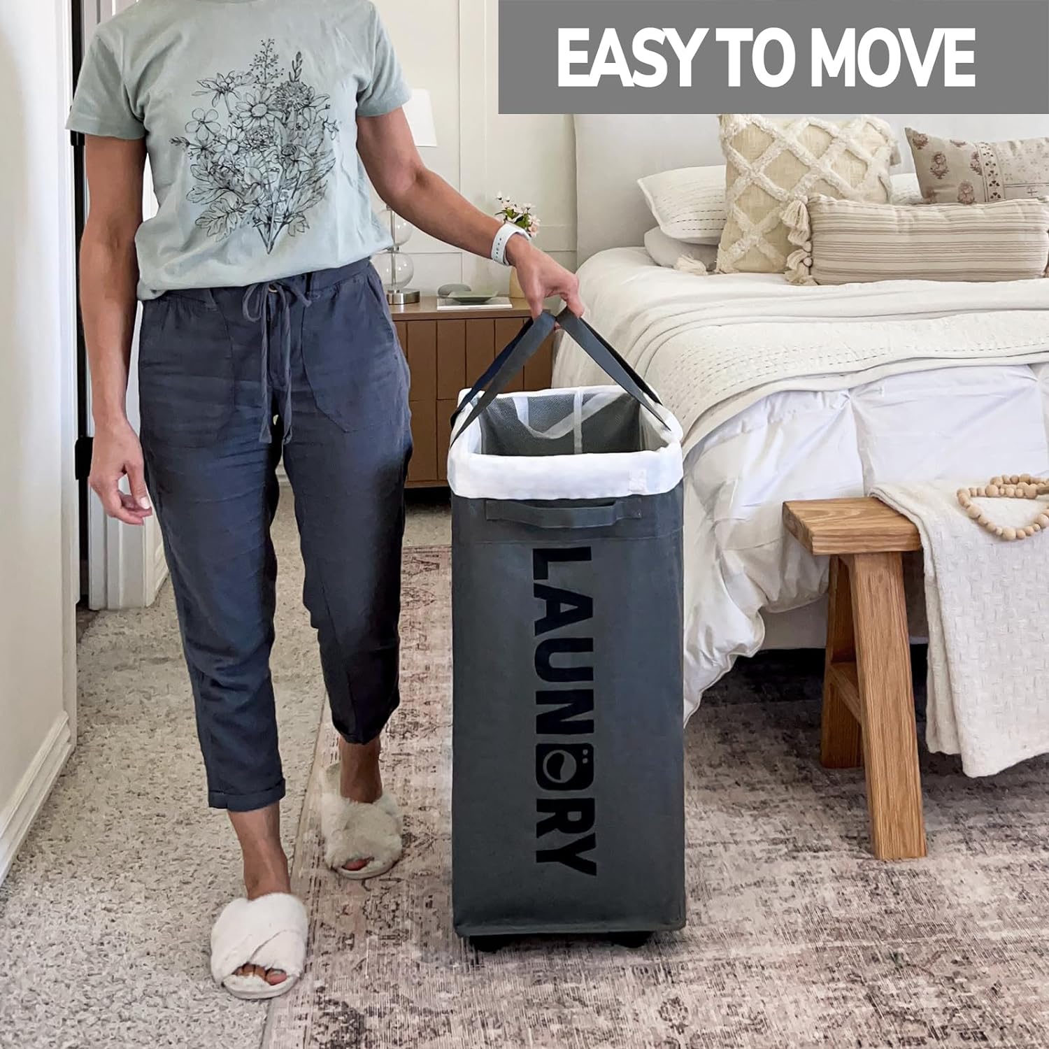 Collapsible Laundry Basket™ - 75L with Wheels for Easy Transport 2