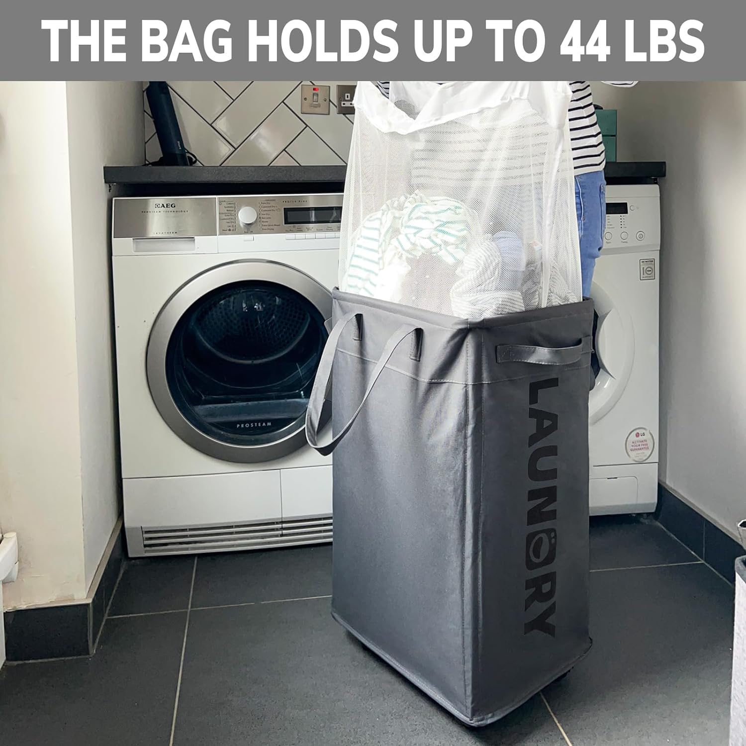 Collapsible Laundry Basket™ - 75L with Wheels for Easy Transport 4