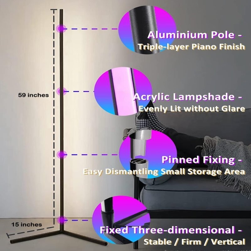 ColorGlow™ Smart LED Floor Lamp – Modern Lighting for Living Room & Office 7