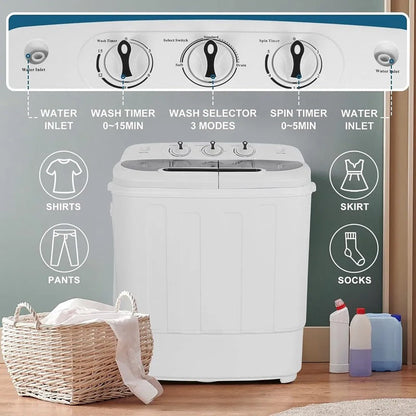 CompactWash™ 13LB Twin Tub Washing Machine for Quick Laundry Solutions 3