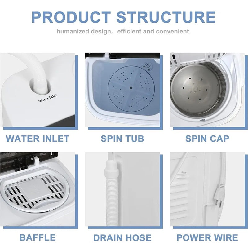 CompactWash™ 13LB Twin Tub Washing Machine for Quick Laundry Solutions 5