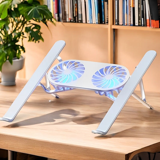 CoolBreeze™ Adjustable Laptop Stand for Desk with Dual Fans - Ergonomic Riser 0