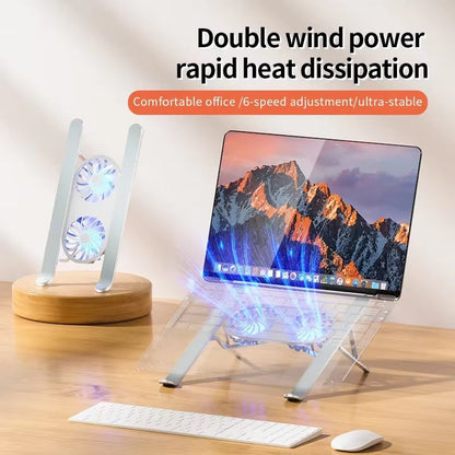 CoolBreeze™ Adjustable Laptop Stand for Desk with Dual Fans - Ergonomic Riser 1