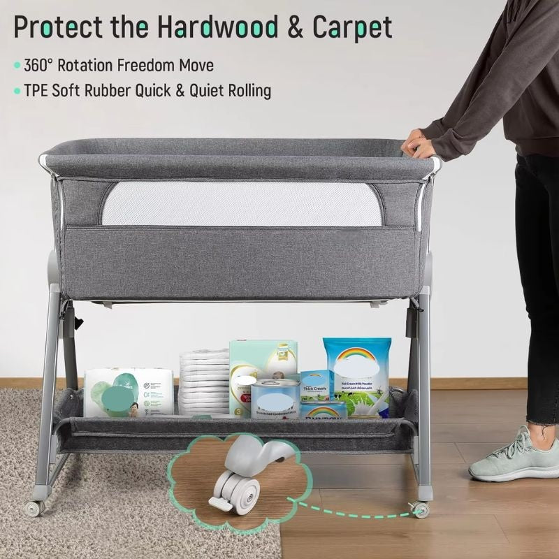 CozyNest™ Bedside Baby Bassinet with Wheels for Safe Co-Sleeping 3