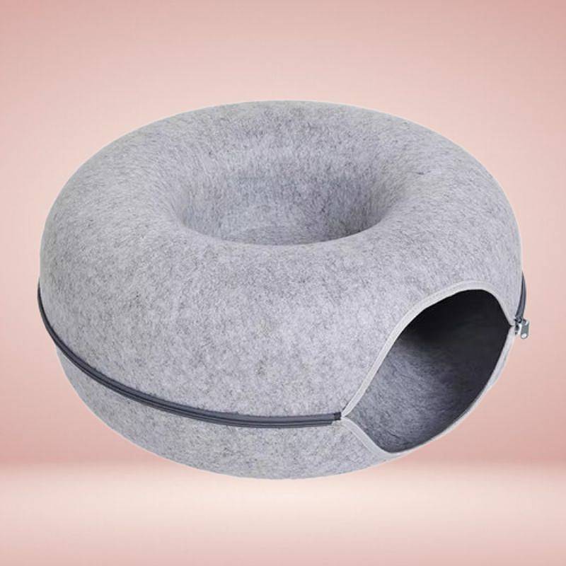 CozyPaws™ Cat Cave Bed - Interactive Donut Cave for Playful Cats 0