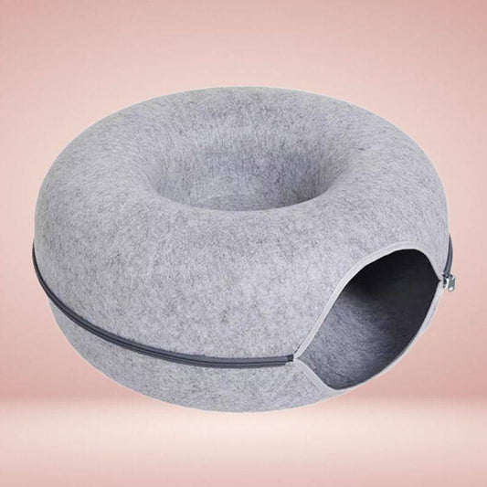 CozyPaws™ Cat Cave Bed - Interactive Donut Cave for Playful Cats 0