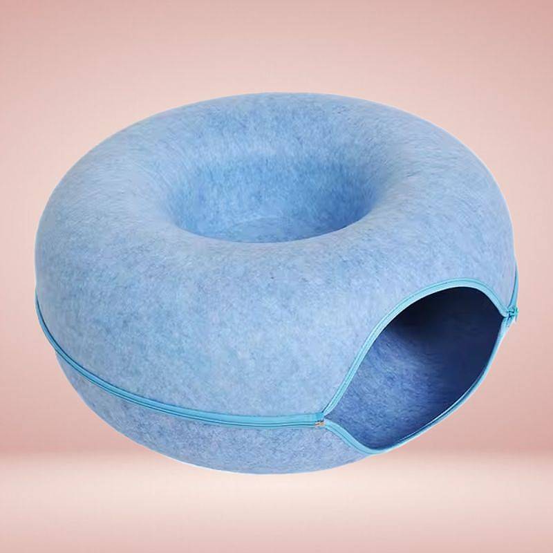CozyPaws™ Cat Cave Bed - Interactive Donut Cave for Playful Cats 1
