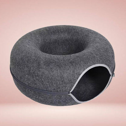 CozyPaws™ Cat Cave Bed - Interactive Donut Cave for Playful Cats 3