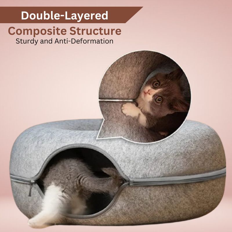 CozyPaws™ Cat Cave Bed - Interactive Donut Cave for Playful Cats 4