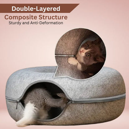 CozyPaws™ Cat Cave Bed - Interactive Donut Cave for Playful Cats 4