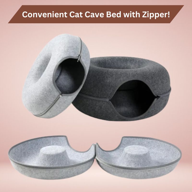 CozyPaws™ Cat Cave Bed - Interactive Donut Cave for Playful Cats 5