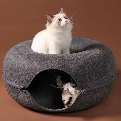 CozyPaws™ Cat Cave Bed - Interactive Donut Cave for Playful Cats 6