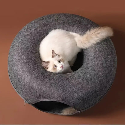 CozyPaws™ Cat Cave Bed - Interactive Donut Cave for Playful Cats 8